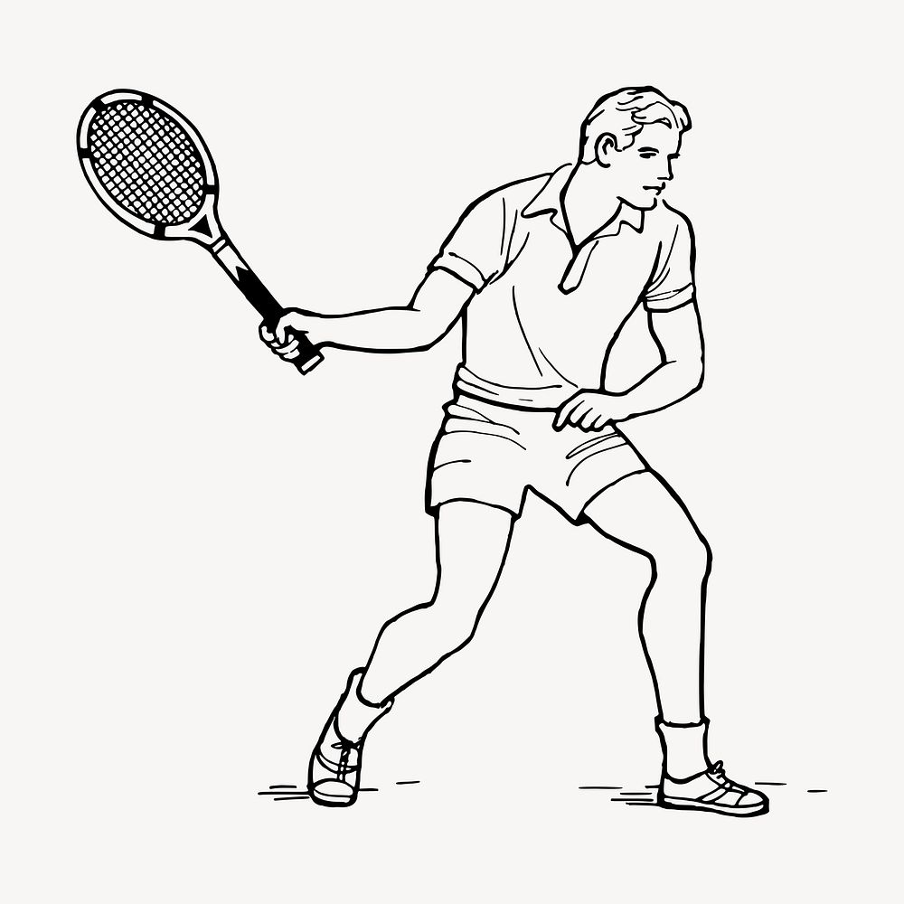 Tennis player clipart, sport illustration vector. Free public domain CC0 image.