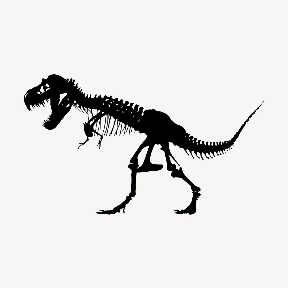 T-rex dinosaur fossil collage element, extinct animal illustration psd. Free public domain CC0 image.