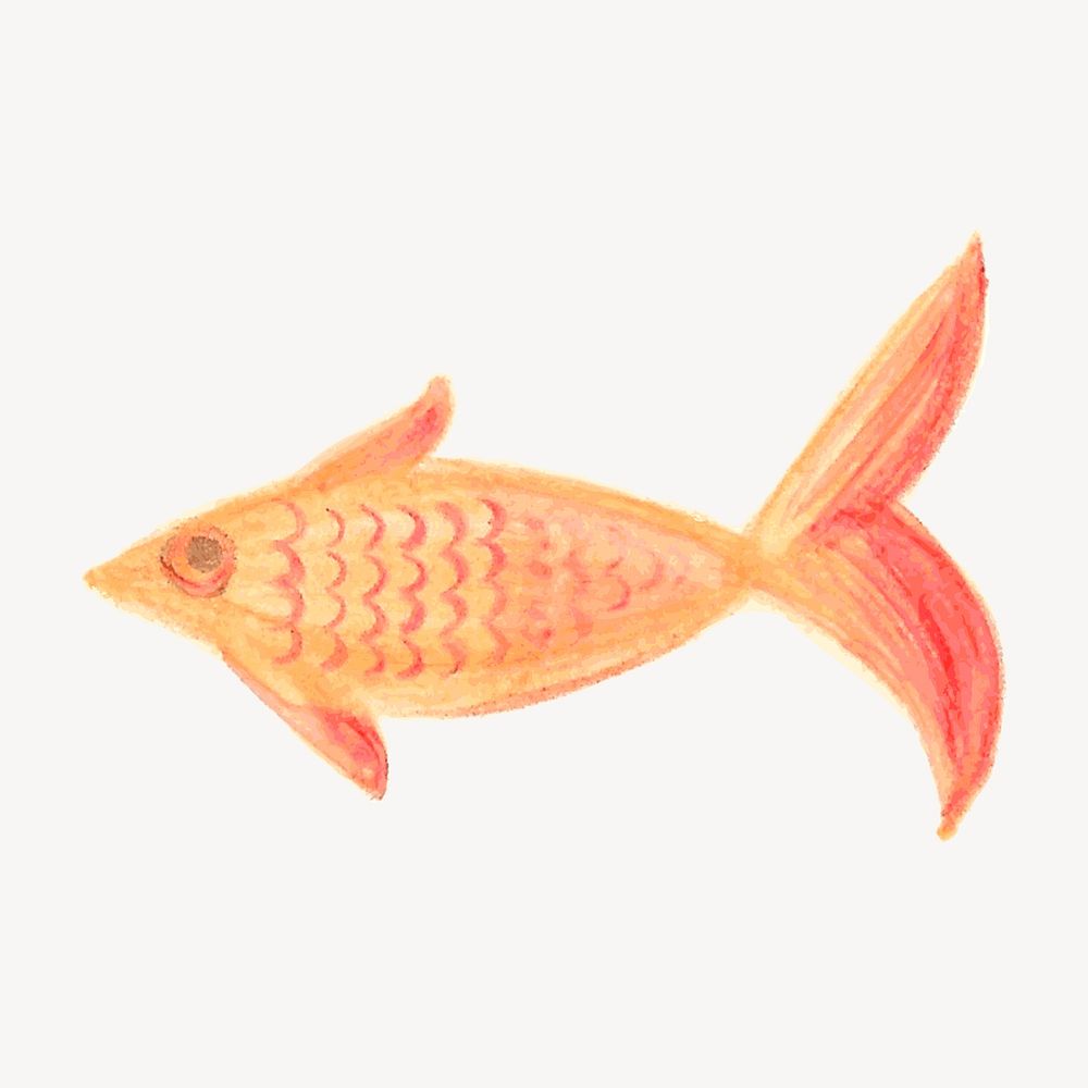 Orange fish collage element, sea animal illustration psd. Free public domain CC0 image.