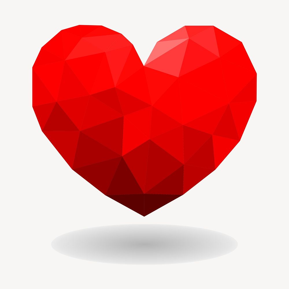 Red heart shape collage element, love illustration psd. Free public domain CC0 image.