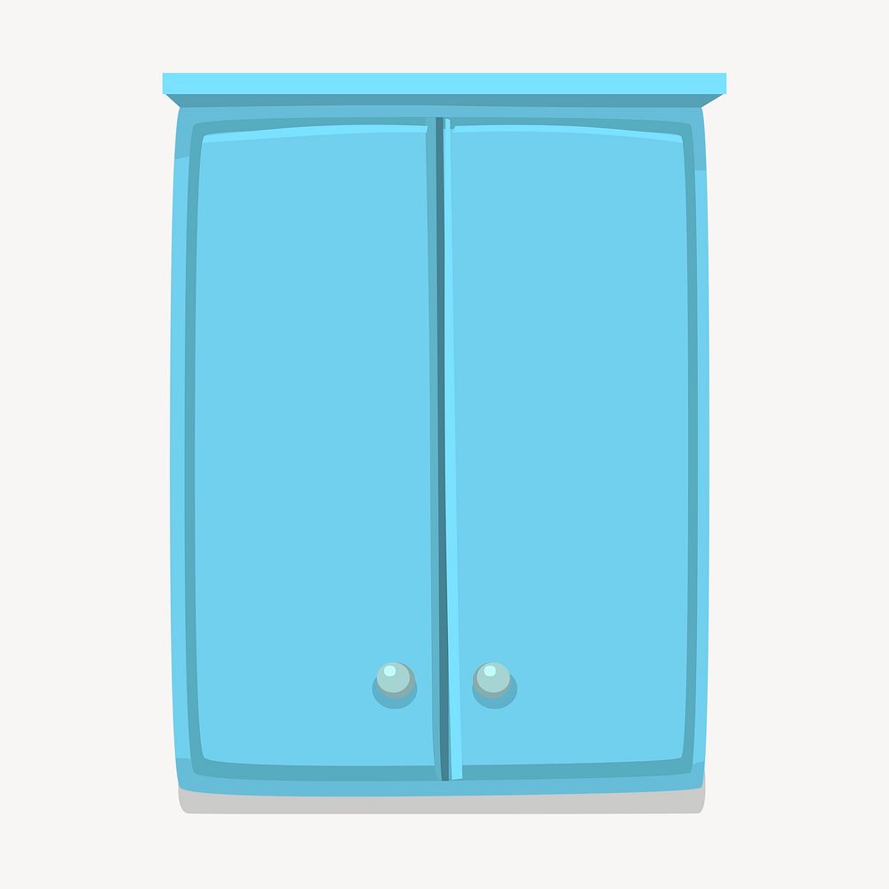 Blue cabinet collage element, furniture illustration psd. Free public domain CC0 image.