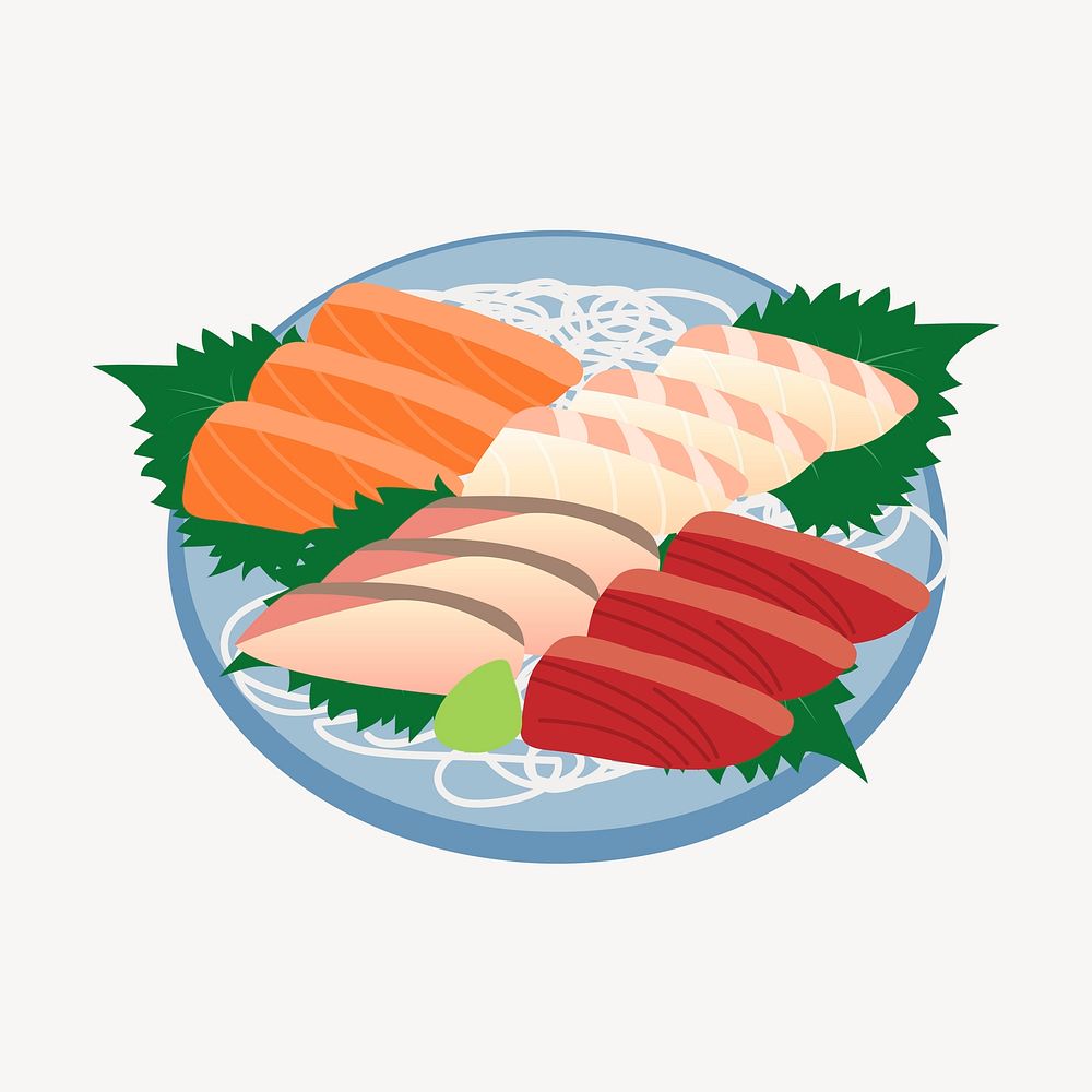 Sashimi platter clipart, Japanese food illustration vector. Free public domain CC0 image.