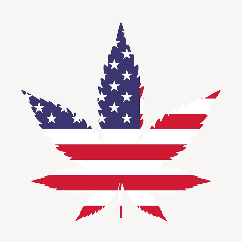 Legalize weed US collage element, flag illustration psd. Free public domain CC0 image.