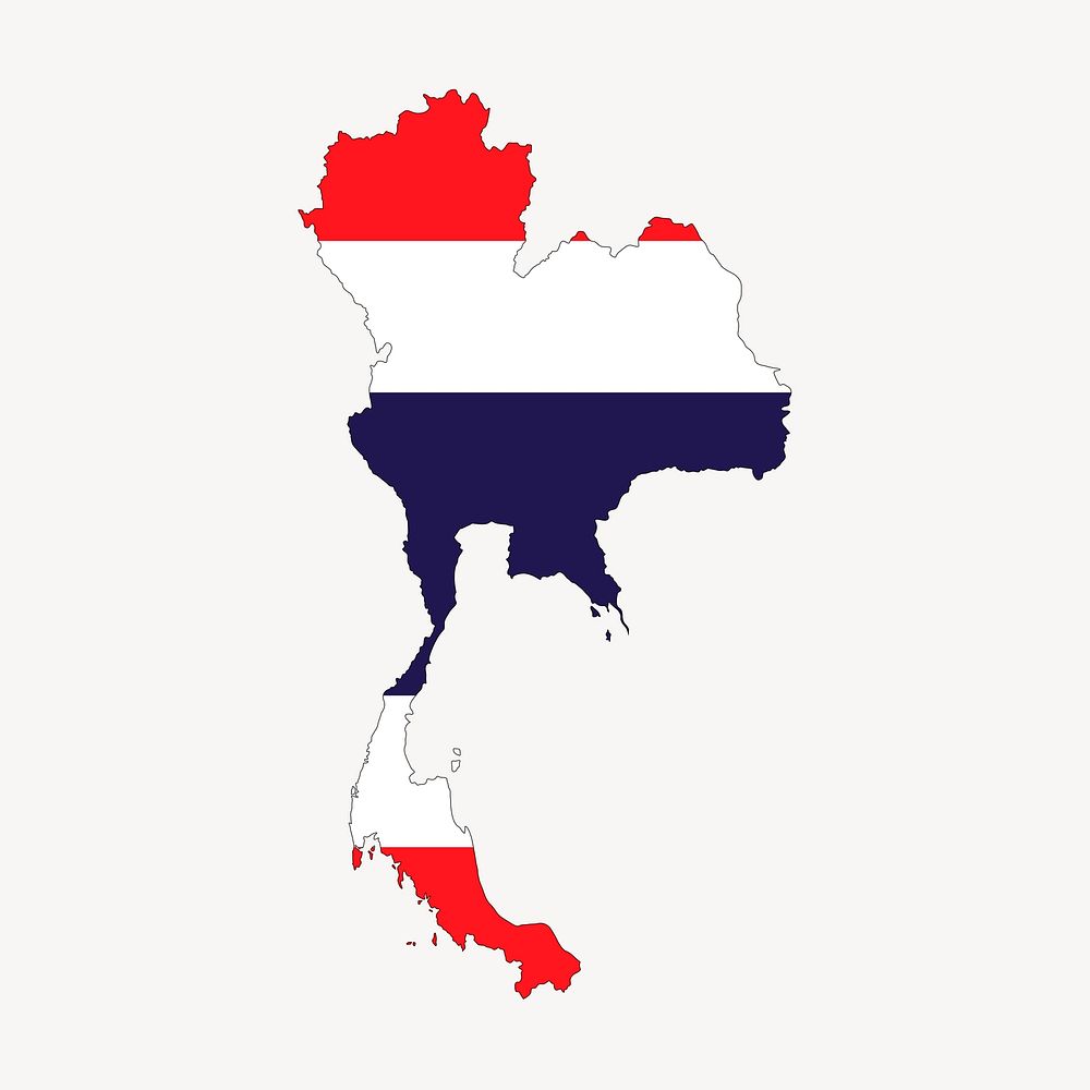 Thailand map clipart, flag illustration vector. Free public domain CC0 image.