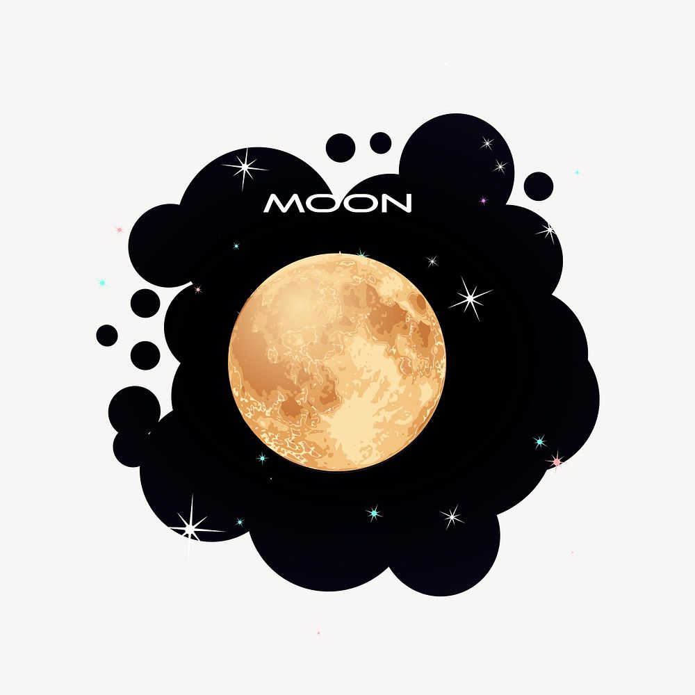 Moon collage element, astronomy illustration psd. Free public domain CC0 image.