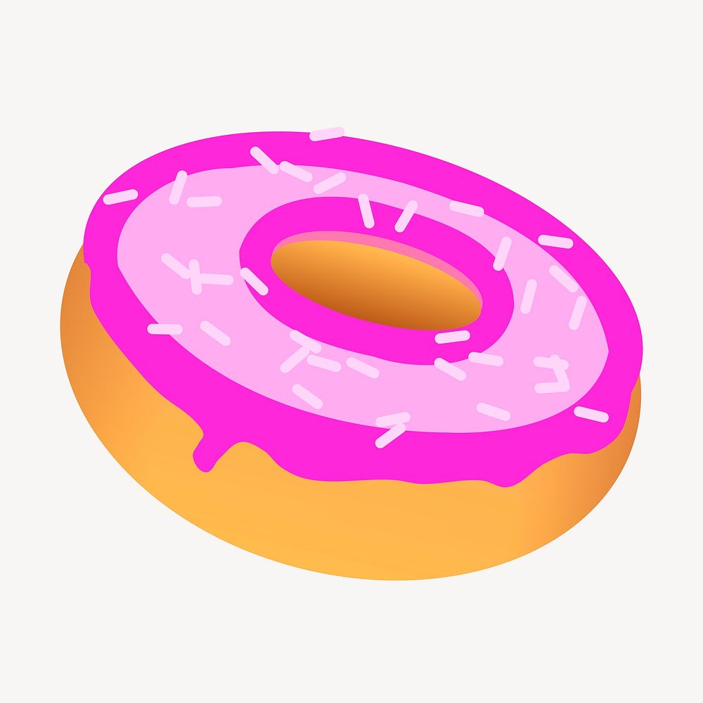 Strawberry donut clipart, dessert illustration vector. Free public domain CC0 image.