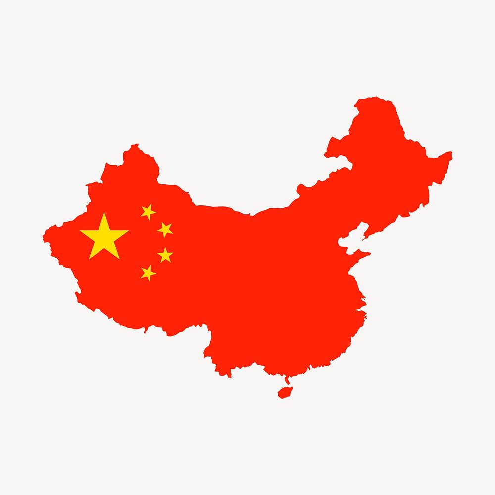 China map collage element, flag illustration psd. Free public domain CC0 image.