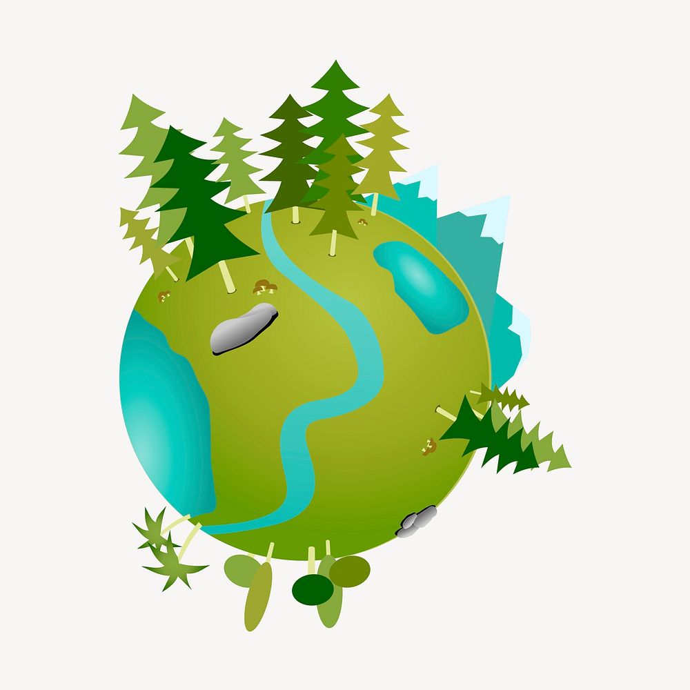 Green globe collage element, environment illustration psd. Free public domain CC0 image.