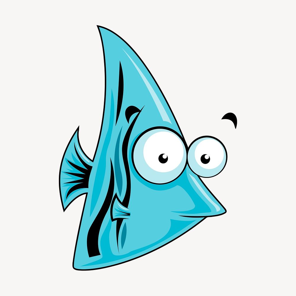 Cartoon fish collage element, sea animal illustration psd. Free public domain CC0 image.