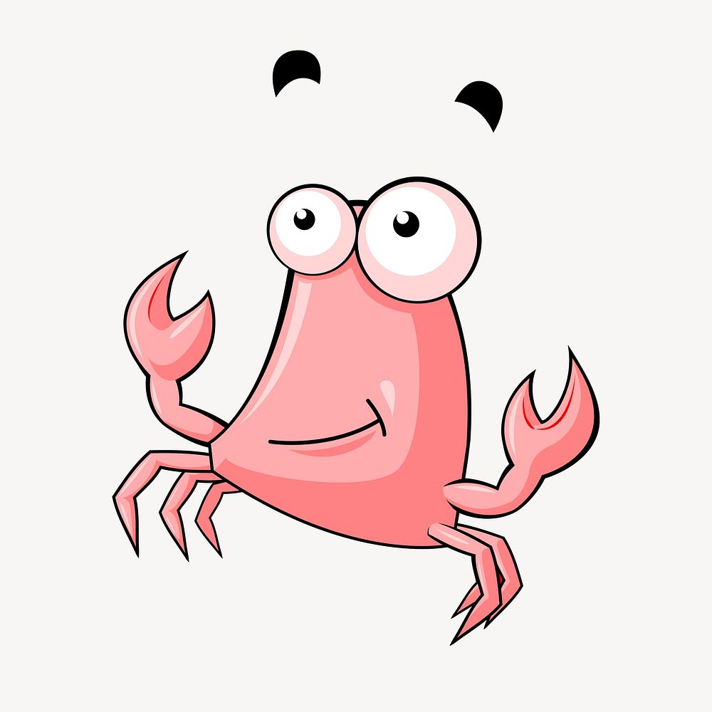 Cartoon crab clipart, sea animal illustration vector. Free public domain CC0 image.