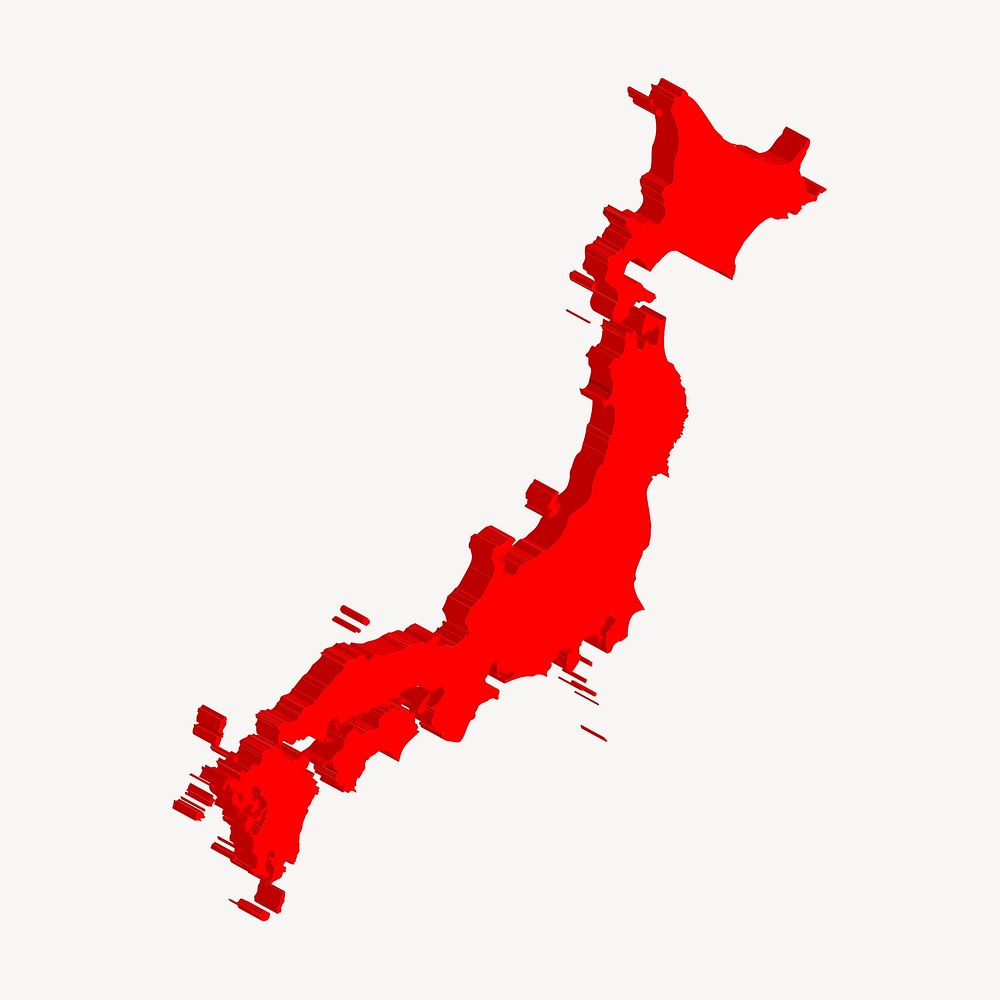 Japan map clipart, red illustration vector. Free public domain CC0 image.