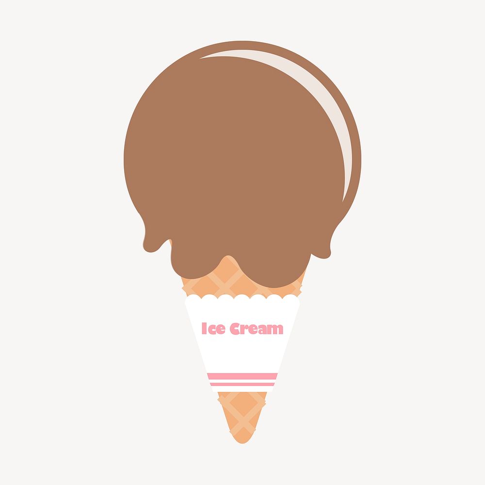 Chocolate ice-cream cone clipart, cute dessert illustration vector. Free public domain CC0 image.