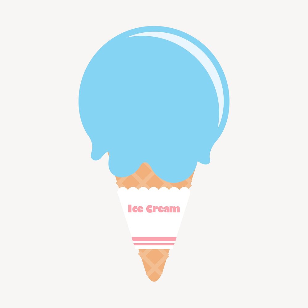 Blue ice-cream cone collage element, food illustration psd. Free public domain CC0 image.