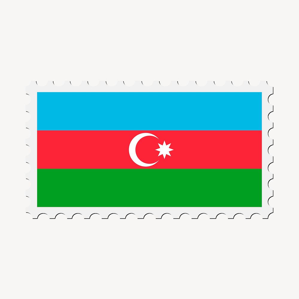 Azerbaijan flag clipart, postage stamp vector. Free public domain CC0 image.