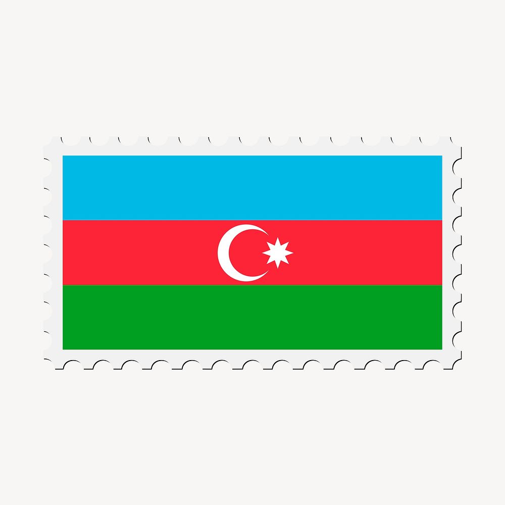 Azerbaijan flag collage element, postage stamp psd. Free public domain CC0 image.