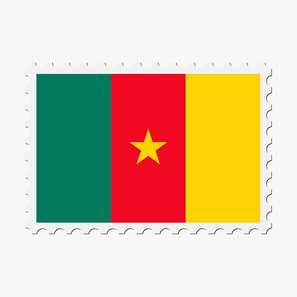 Cameroon flag clipart, postage stamp vector. Free public domain CC0 image.