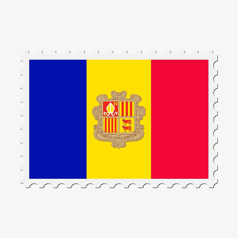 Andorra flag collage element, postage stamp psd. Free public domain CC0 image.