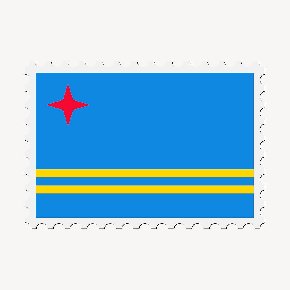 Aruba flag clipart, postage stamp vector. Free public domain CC0 image.