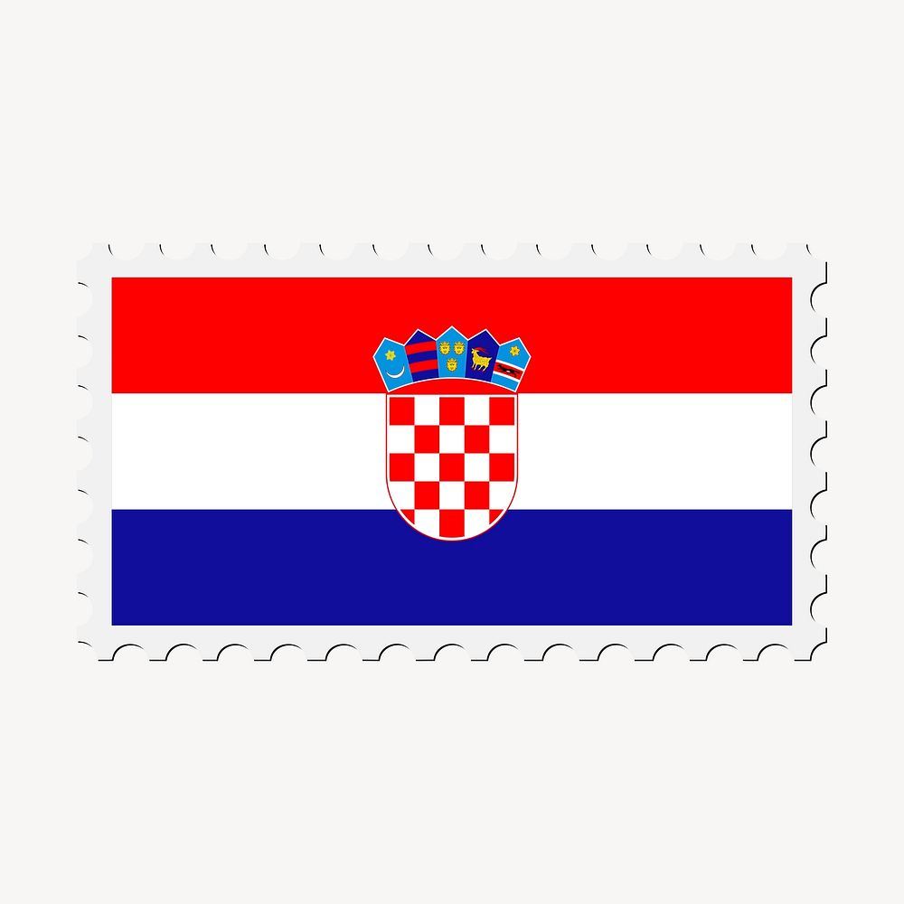 Croatia flag clipart, postage stamp vector. Free public domain CC0 image.
