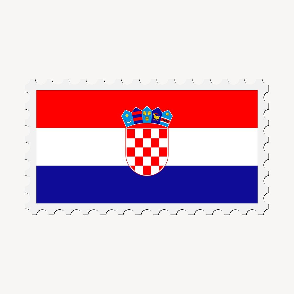 Croatia flag collage element, postage stamp psd. Free public domain CC0 image.