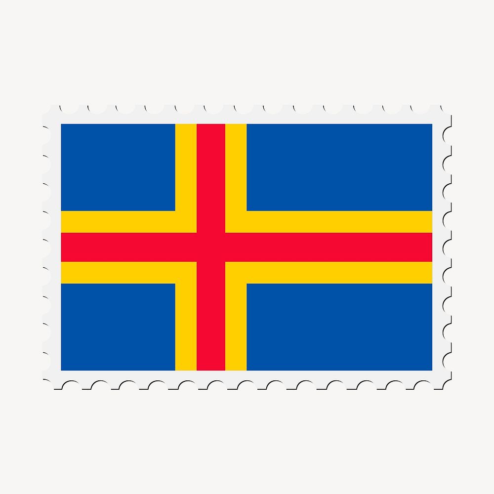 Aland flag clipart, postage stamp vector. Free public domain CC0 image.