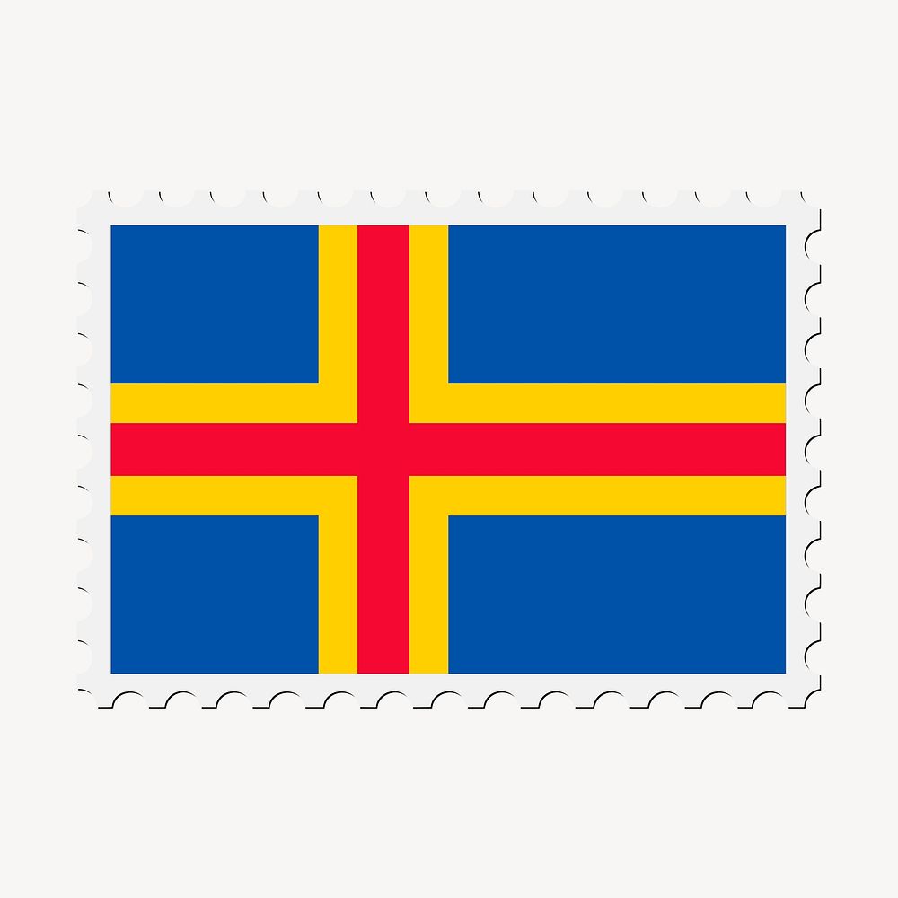 Aland flag collage element, postage stamp psd. Free public domain CC0 image.