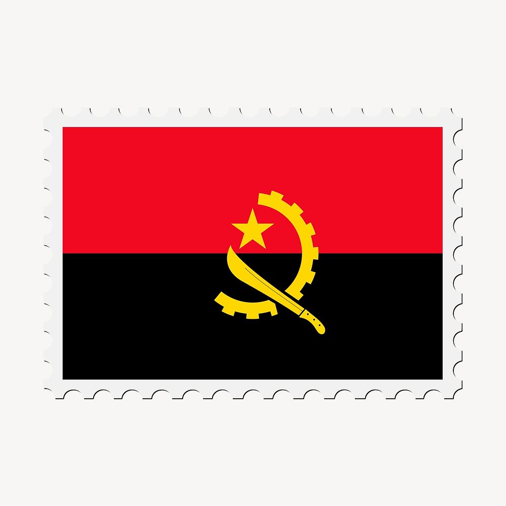 Angola flag clipart, postage stamp vector. Free public domain CC0 image.