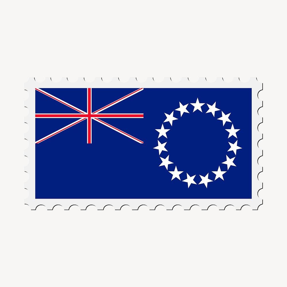 Cook Islands flag collage element, postage stamp psd. Free public domain CC0 image.