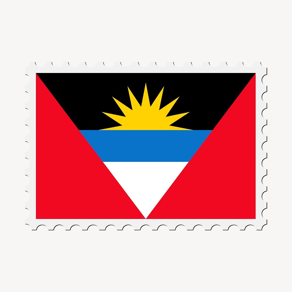 Antigua and Barbuda flag clipart, postage stamp vector. Free public domain CC0 image.