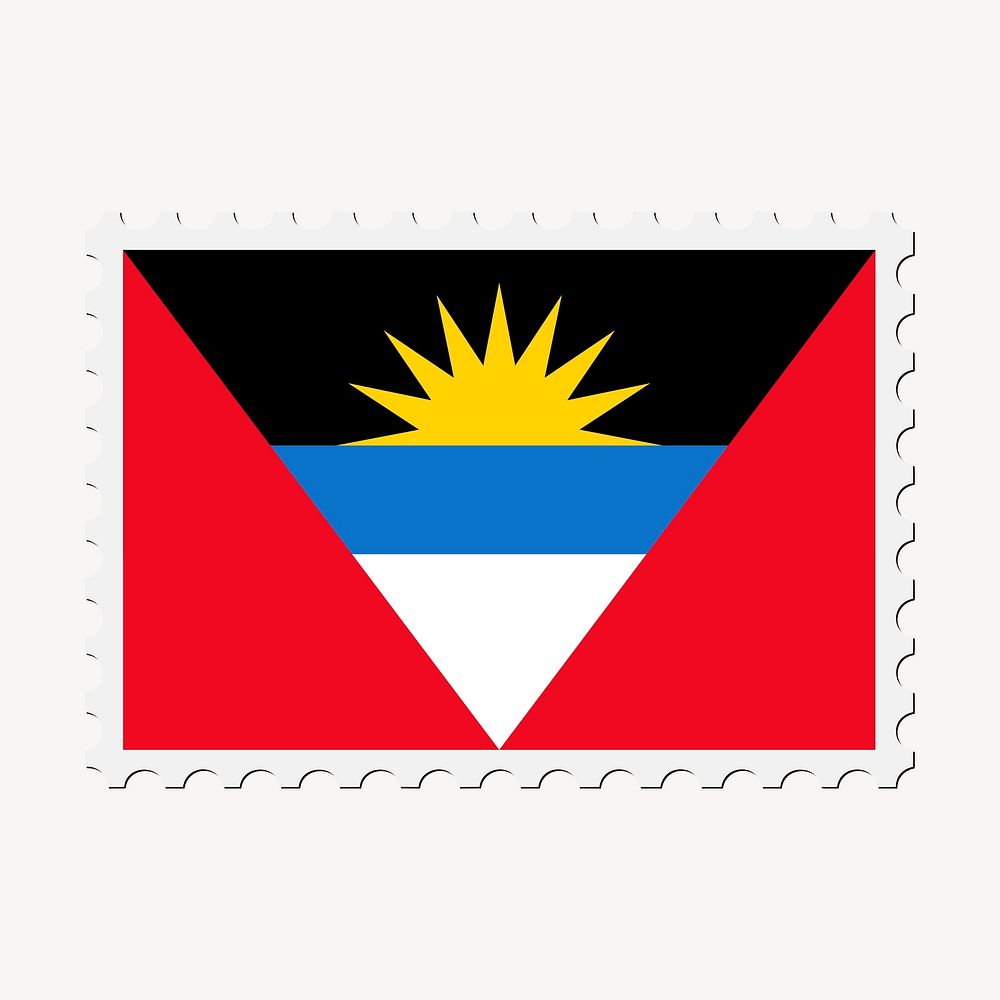 Antigua and Barbuda flag collage element, postage stamp psd. Free public domain CC0 image.