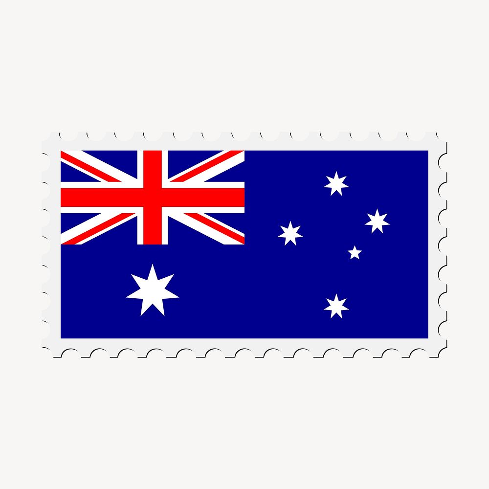 Australia flag clipart, postage stamp vector. Free public domain CC0 image.