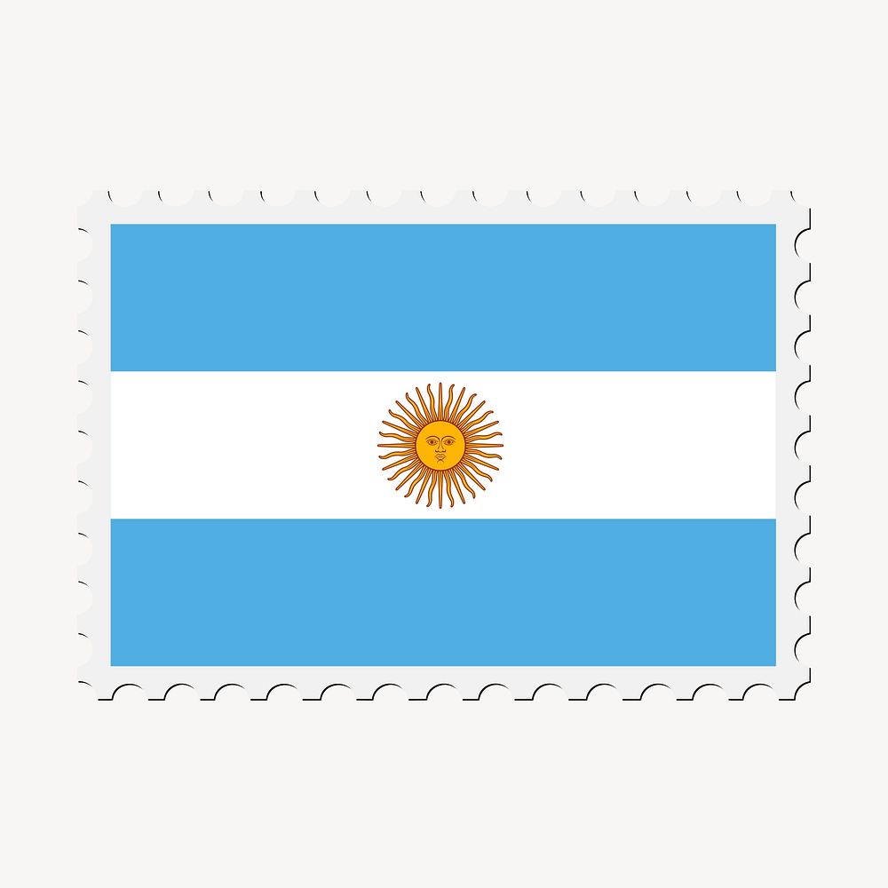 Argentina flag collage element, postage stamp psd. Free public domain CC0 image.