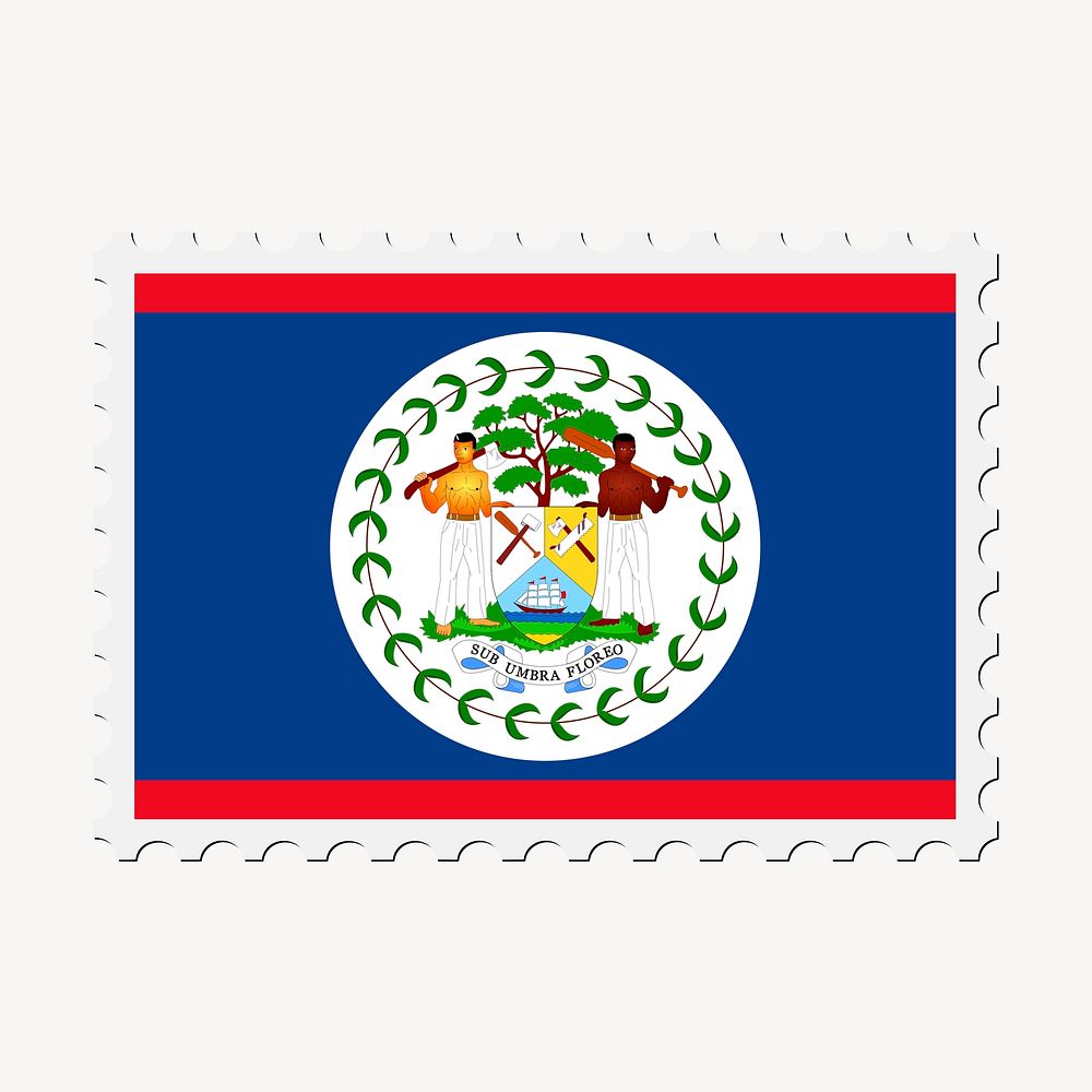 Belize flag collage element, postage stamp psd. Free public domain CC0 image.