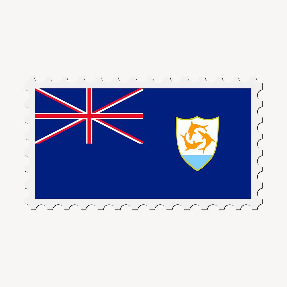 Anguilla flag clipart, postage stamp vector. Free public domain CC0 image.