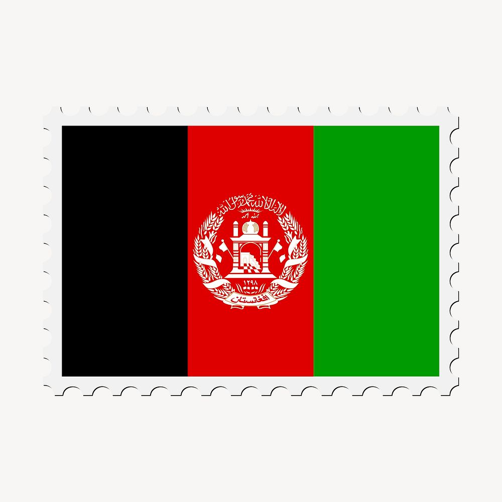 Afghanistan flag collage element, postage stamp psd. Free public domain CC0 image.