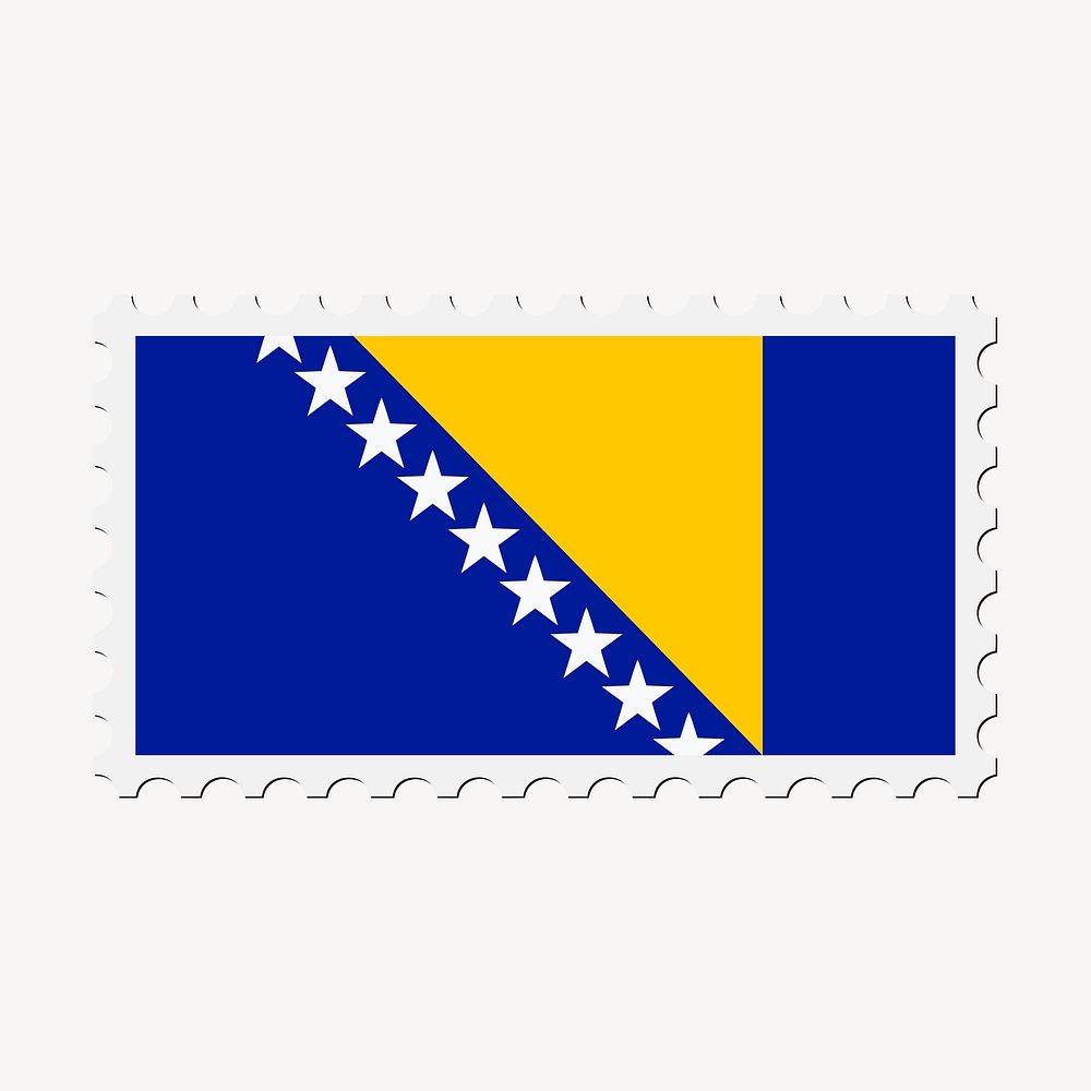 Bosnia and Herzegovina flag clipart, postage stamp vector. Free public domain CC0 image.