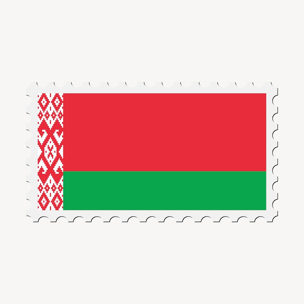 Belarus flag clipart, postage stamp vector. Free public domain CC0 image.