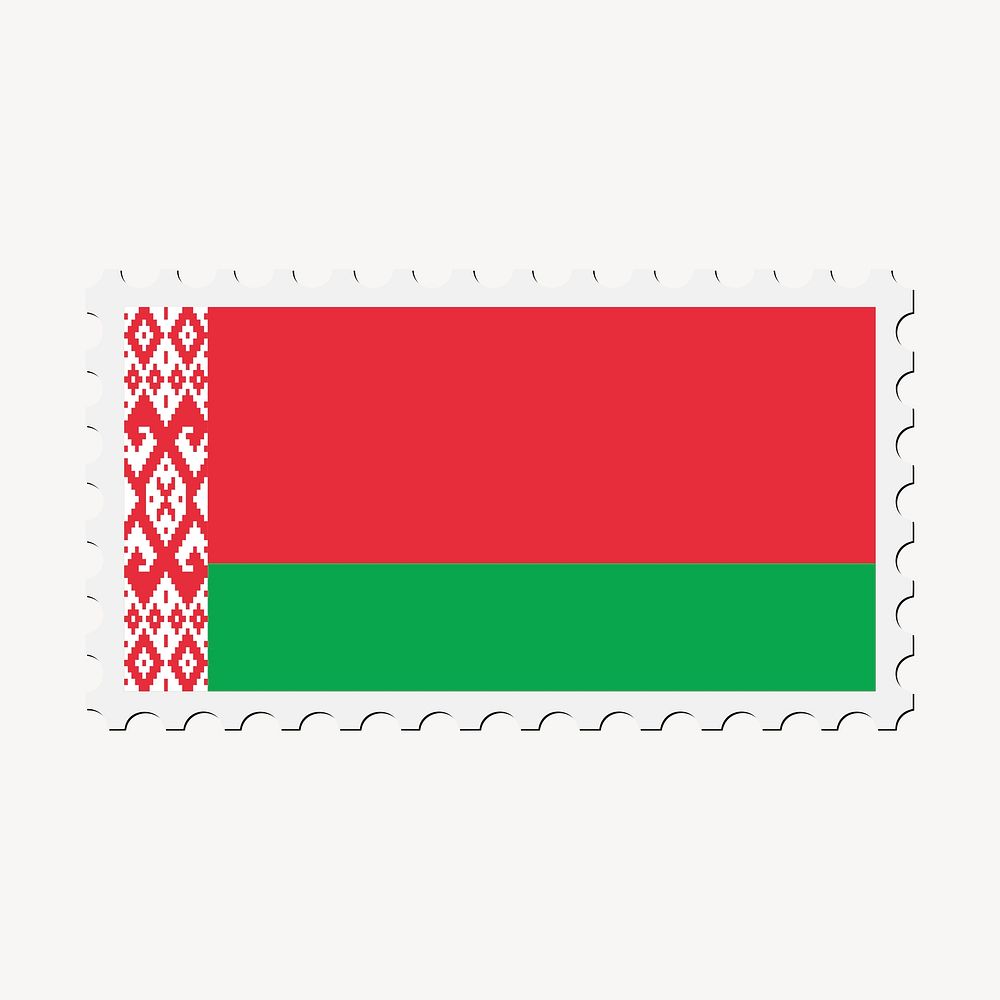 Belarus flag collage element, postage stamp psd. Free public domain CC0 image.