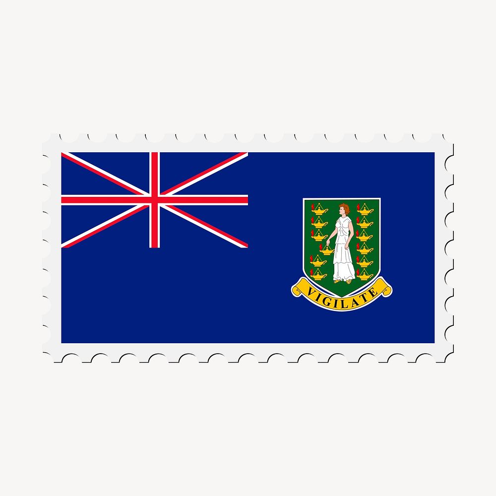 British Virgin Islands flag collage element, postage stamp psd. Free public domain CC0 image.