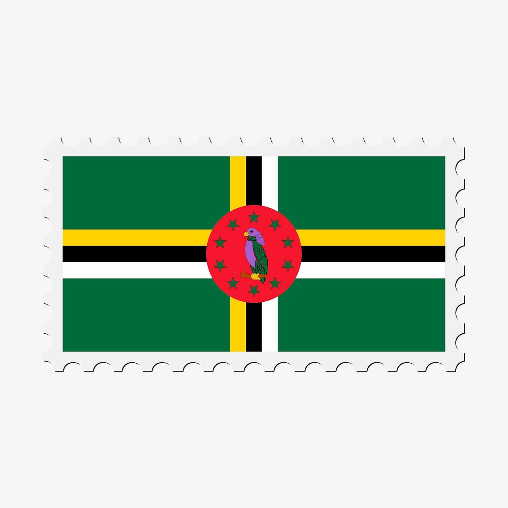 Dominica flag clipart, postage stamp vector. Free public domain CC0 image.