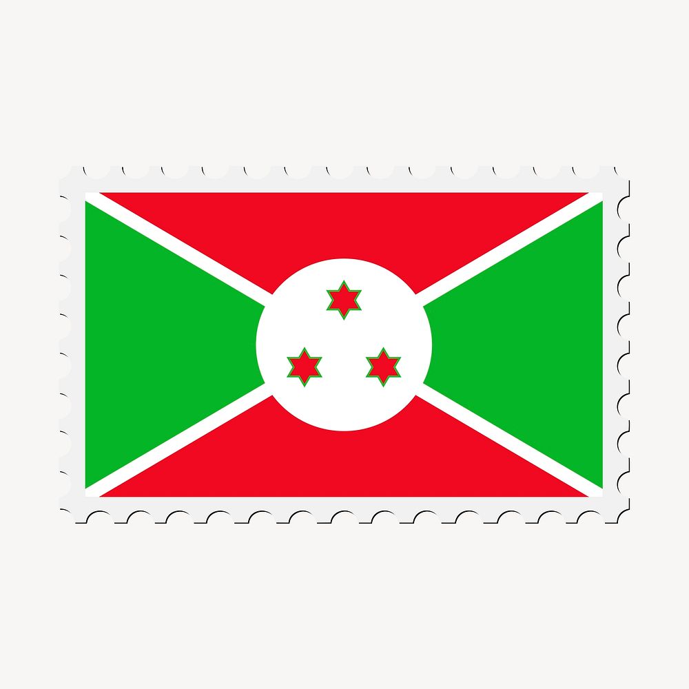 Burundi flag clipart, postage stamp vector. Free public domain CC0 image.