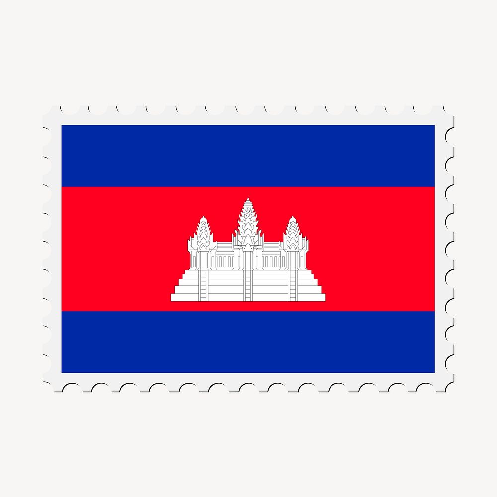 Cambodia flag collage element, postage stamp psd. Free public domain CC0 image.