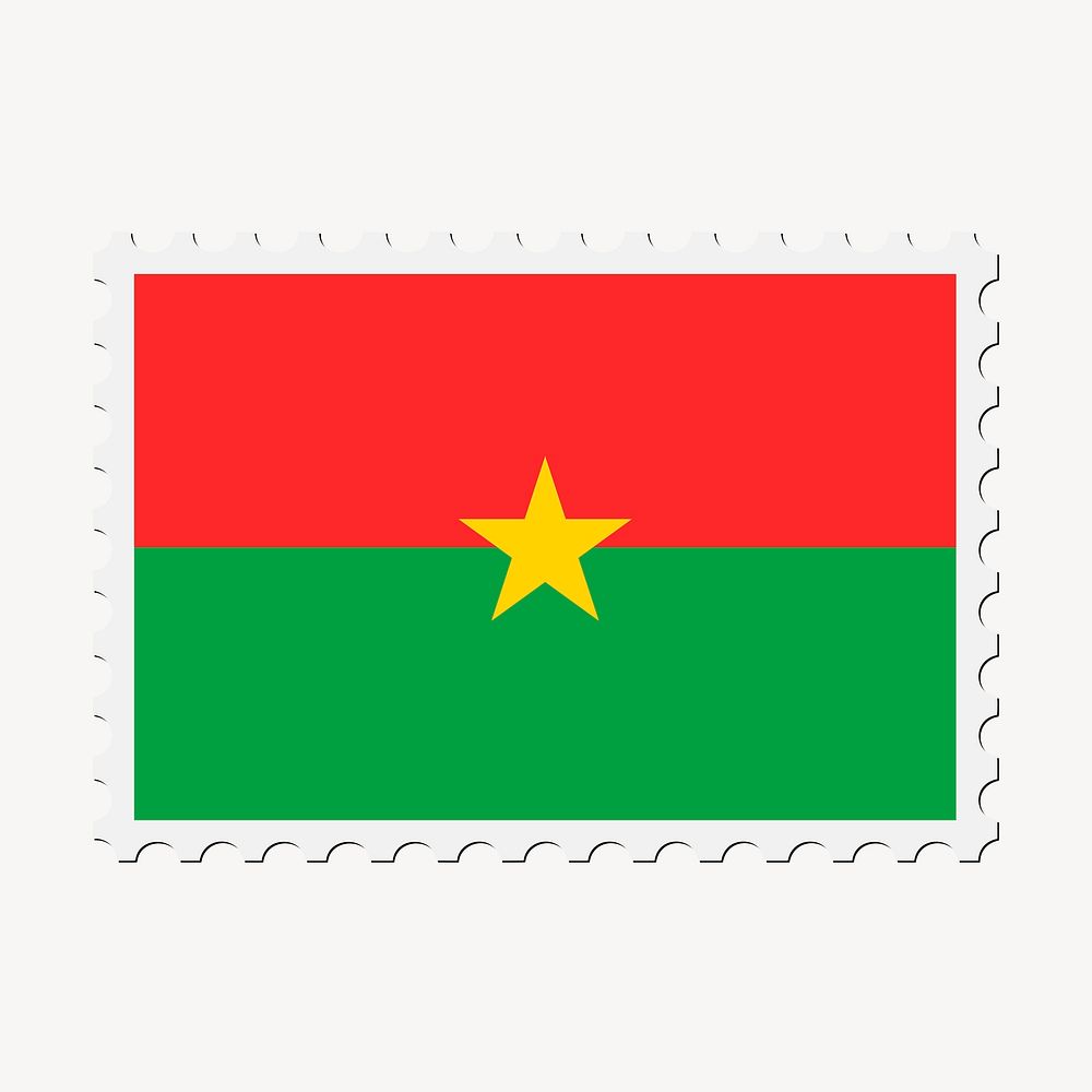 Burkina Faso flag clipart, postage stamp vector. Free public domain CC0 image.