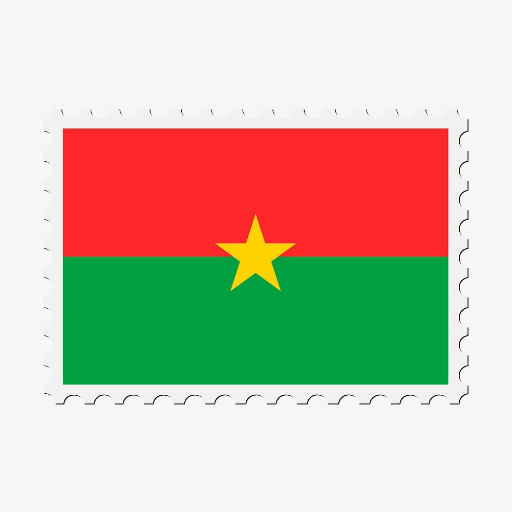 Burkina Faso flag collage element, postage stamp psd. Free public domain CC0 image.