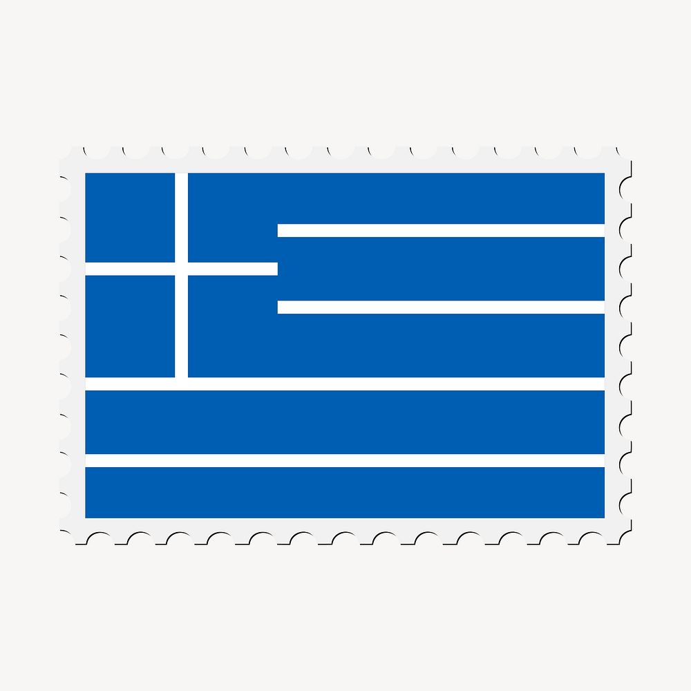 Greece flag clipart, postage stamp vector. Free public domain CC0 image.