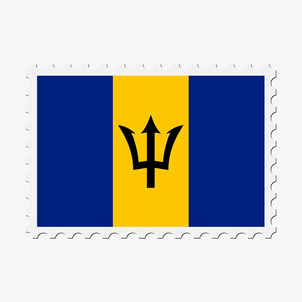 Barbados flag collage element, postage stamp psd. Free public domain CC0 image.