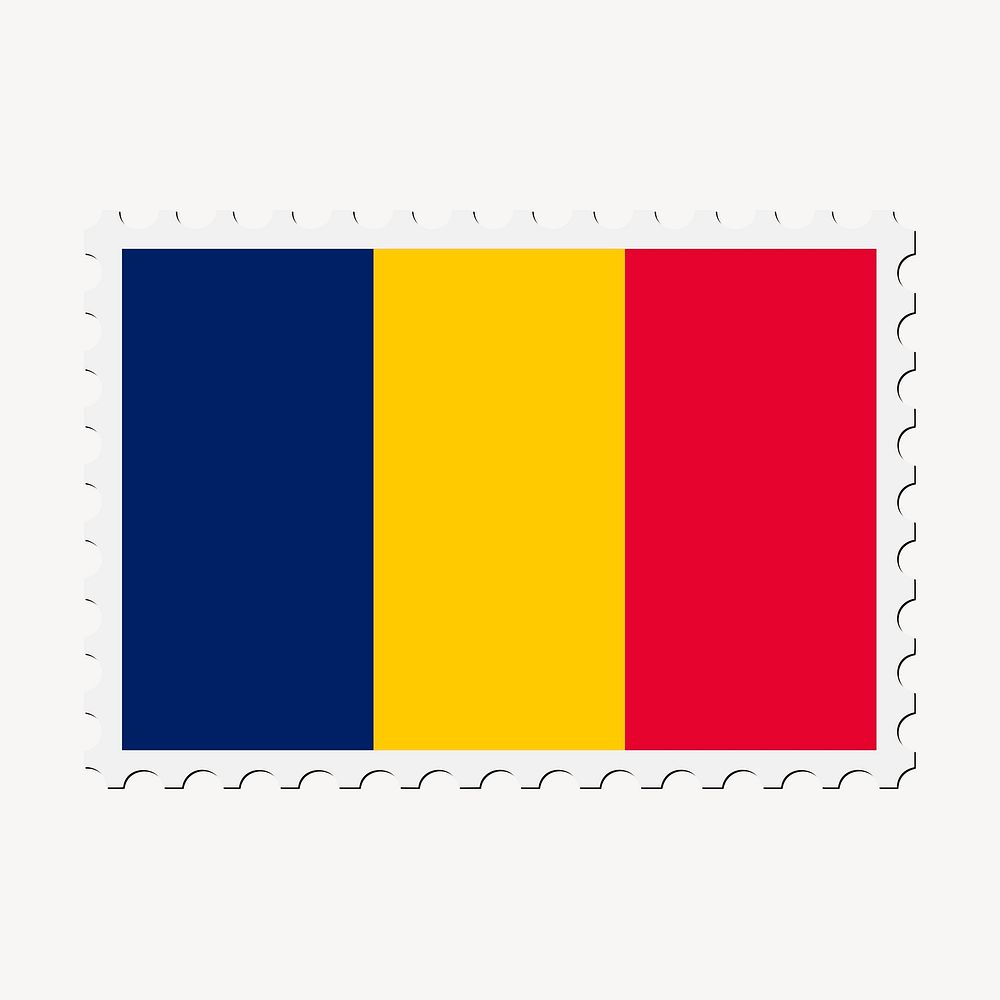 Romania flag clipart, postage stamp vector. Free public domain CC0 image.