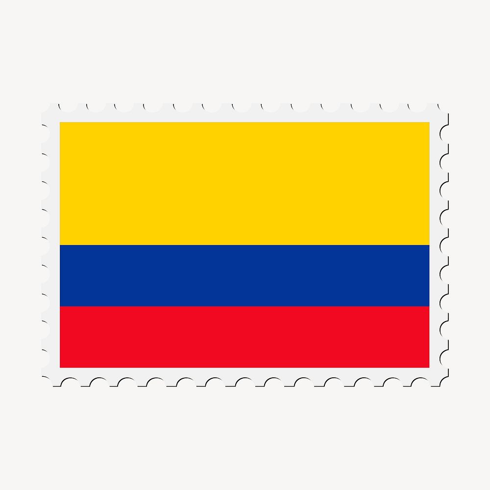 Colombia flag clipart, postage stamp vector. Free public domain CC0 image.