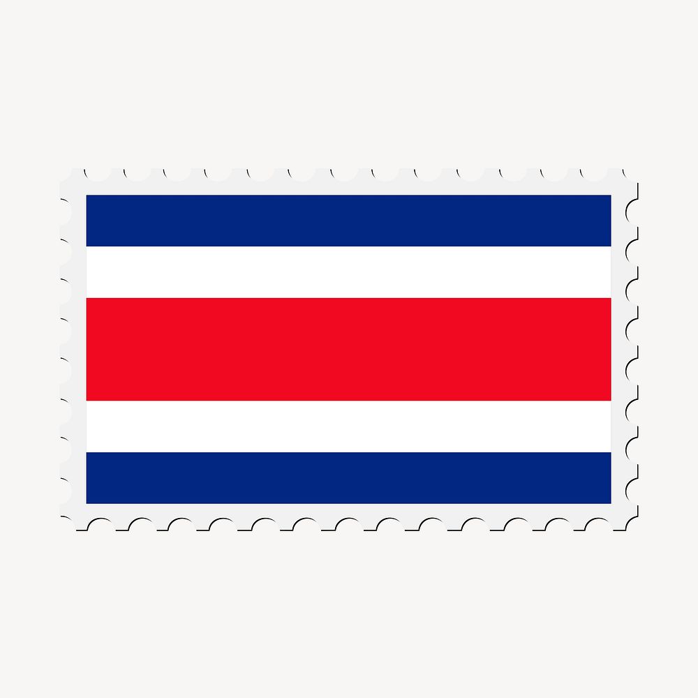 Costa Rica flag clipart, postage stamp vector. Free public domain CC0 image.