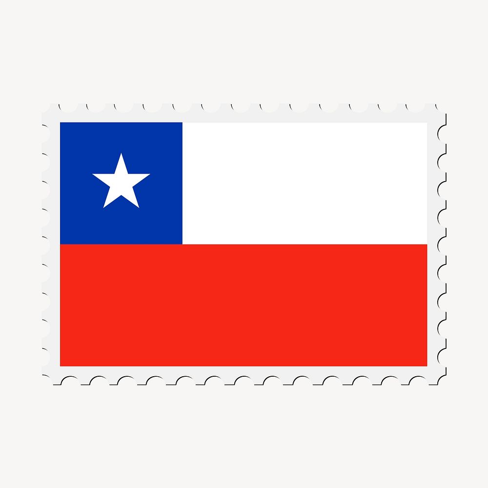 Chile flag collage element, postage stamp psd. Free public domain CC0 image.